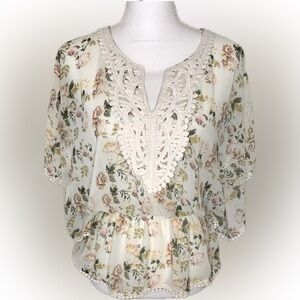 Excuse Me Miss Batwing Blouse Top Boho Floral Women Size Large